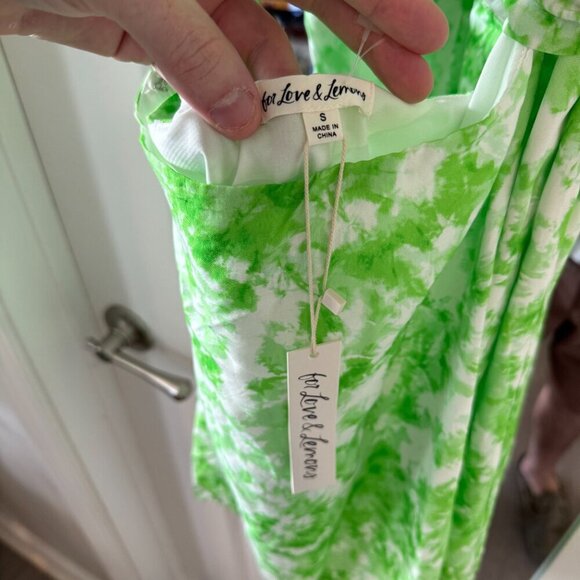 NEW For Love & Lemons Devon Mini Dress Size Small Color Green White - Picture 2 of 2